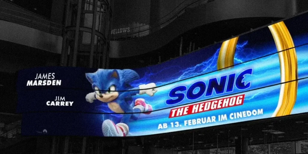 Großer Wavescreen mit Animation für den Sonic Kinofilm