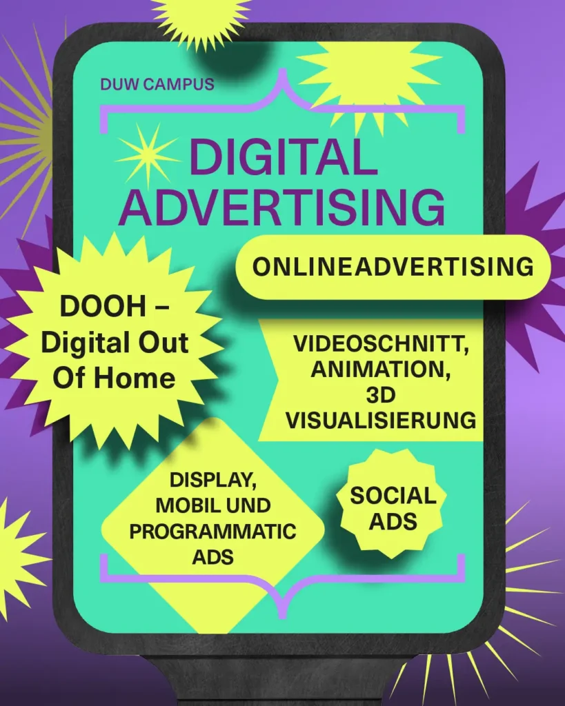MockUp mit den Themenschwerpunkten für „Digital Advertising“ - Workshop