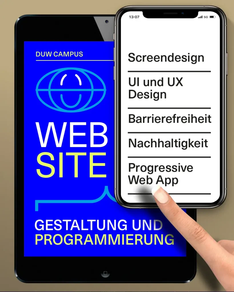 MockUp mit den Themenschwerpunkten für "Website Gestaltung und Programmierung"